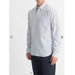 Vince Surf Stripe Long Sleeve Button Down Shirt Classic Fit  Linen Blend XL